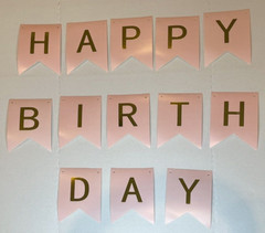 Happy Birthday Banner Pink & Gold
