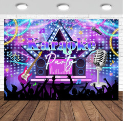 Karaoke Party Backdrop Rock Star Music Disco Photo Background Star Decor Banner