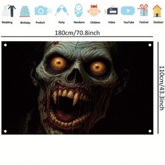 Halloween Decorations Zombie Backdrop Scary Horror Creepy Undead Banner 71″x43″