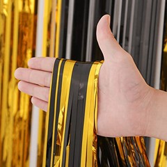 2 Pack Foil Fringe Backdrop 39.6″W x 98.4″L (Pack of 2) Black and Gold