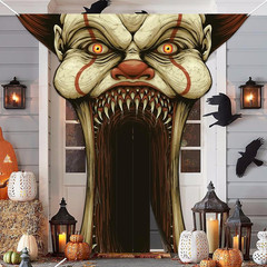 Clown Vampire Banner Backdrop Scary Horror Creepy Clown Theme Decorations Decor