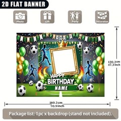 1pc 2D Vibrant Soccer Themed Personalized Birthday Banner Decoration Tapestry❀