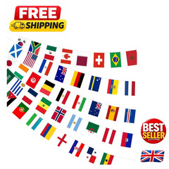 10M 33FT Union Jack Double Sided Fabric 28 x 9×6 Flags Bunting