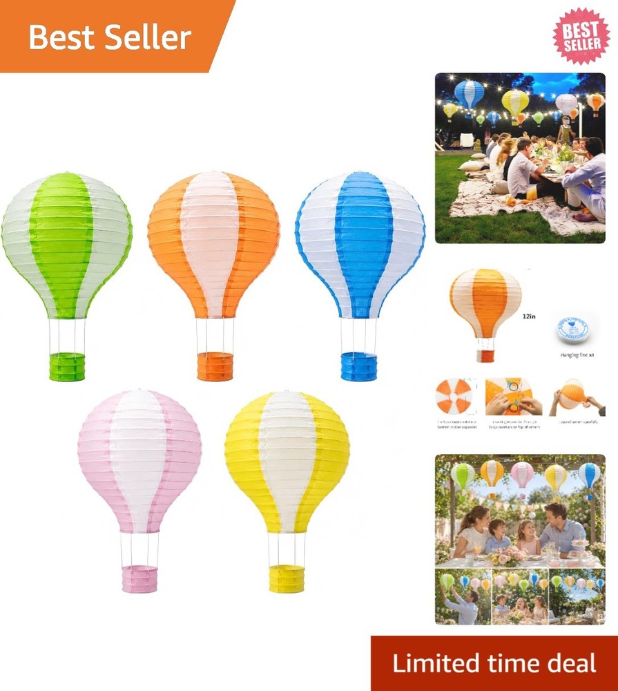 12-Inch Hot Air Balloon Paper Lanterns – 5 Vibrant Colors for Every Celebration