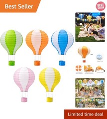 12-Inch Hot Air Balloon Paper Lanterns – 5 Vibrant Colors for Every Celebration