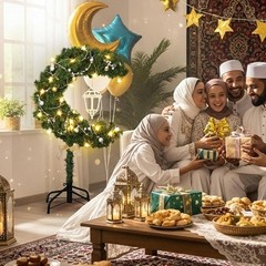 Eid Crescent Moon Tree W/ LED Lights Ramadan Decorations Islamic Holiday Decor