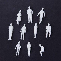 100pcs 1:75 Scale Plastic Model Railway Miniature White Figures Unpainted