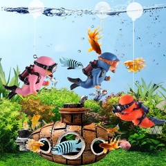 2-Pack Tank Decorations, Cute Little Diver, Aquarium Decoration Accessories Orna