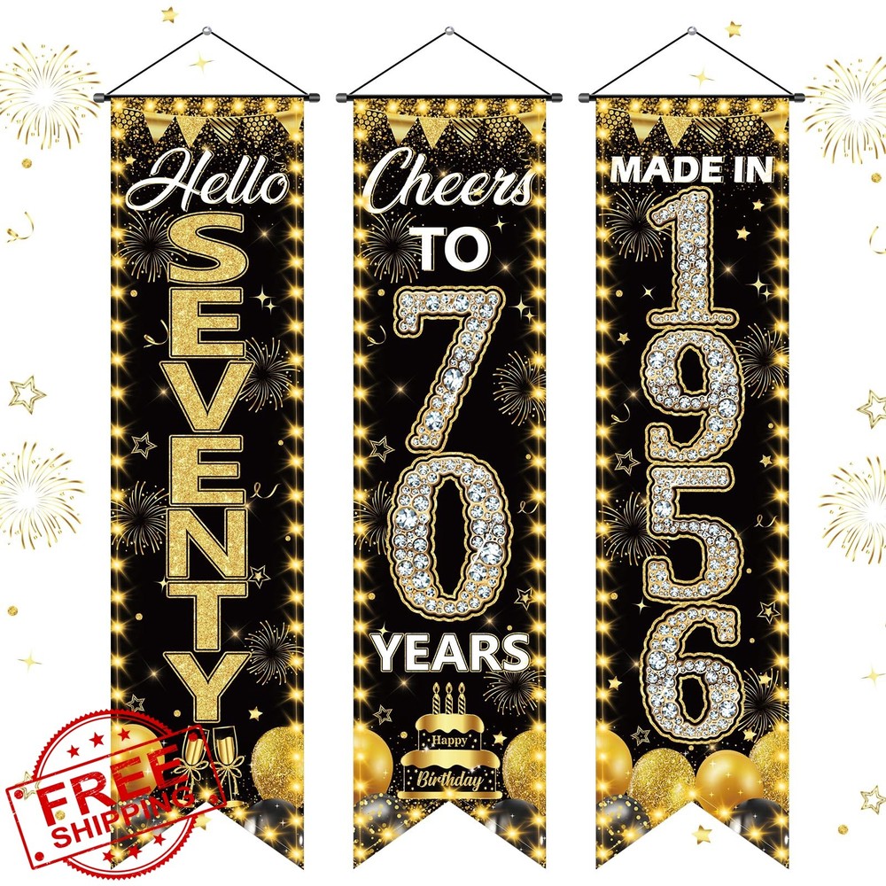 3 Pieces 70th Birthday Party Banners 70th Birthday Decorations for Men Women …