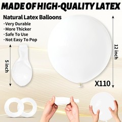 110pcs White Balloons 12 inch, White Latex Balloons Globos Blancos for Weddin…