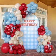 Red and Blue Balloon Arch Kit, Double Stuffed Red White and Blue Balloons wit…