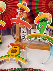 12 PCS Colorful Patterned Cardboard Sombrero Hats, Fiesta Headbands for Mexic…