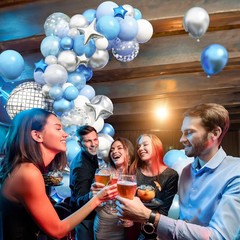 Blue Balloon Arch kit, Blue and White Balloon Garland with 22 Inch Disco Ball…