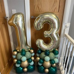 Champagne Gold Number 30 Balloons, 40 Inch Light Gold Foil Number 3 & 0 Ballo…