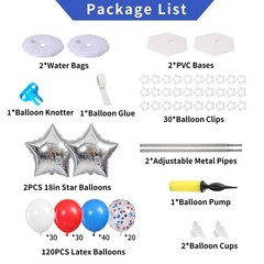 Red White and Blue Balloon Column Stand Kit Set of 2, 4th of July Balloons Pa…