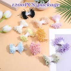SynHHergyx 1200 Pcs Flower Stamens for Crafts, Artificial Mixed Color