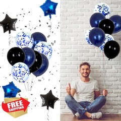HULASO 18th Birthday Decorations Dark Blue Silver Balloons