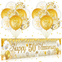 50Th Wedding Anniversary Decorations White Gold Happy 50Th Anniversary Yard Bann