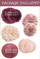 Hanging Party Decorations Tissue Paper Pom Poms & Lanterns Decor for Any Occassi