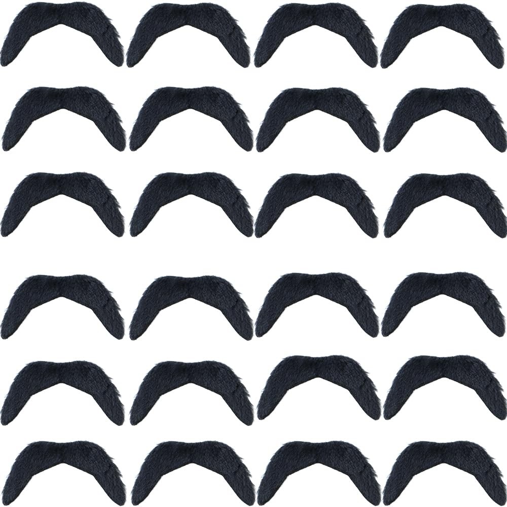24 Pcs Self Adhesive Fake Black Mustache Novelty Black Plush Mustaches Hairy …