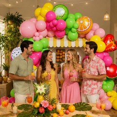 Pink and Yellow Balloon Arch Garland Kit, Fruit Birthday Party Decor