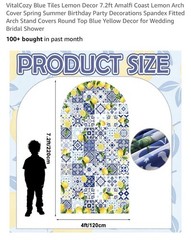 VitalCozy Arch Backdrop Cover Mediterranean Lemon Tile Stand Background