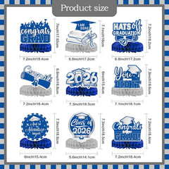 9Pcs 2026 Graduation Decorations Congrats Grad Table Centerpiece Class of 2026 G