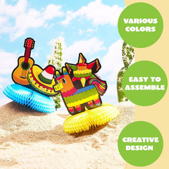 6 Cinco de Mayo Fiesta Honeycomb Centerpieces 8.5in Table Party Decorations