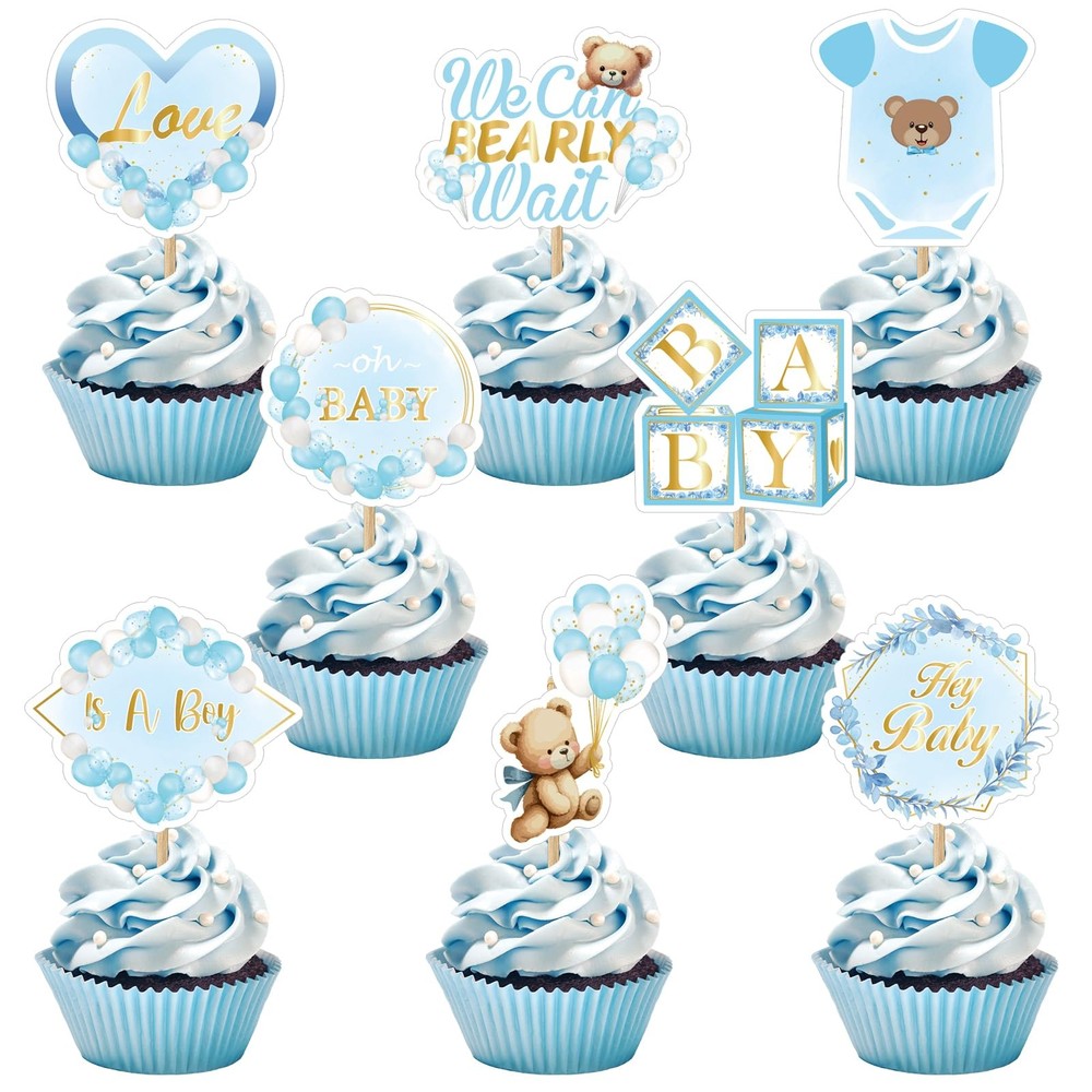 Weecent 48 Pcs We Can Bearly Wait Cupcake Toppers Bear Baby Shower Decoration…