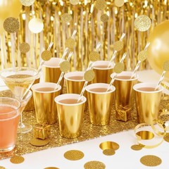 200 PCS Gold Circle Dots Glitter Metallic Paper Table Scatter Confetti