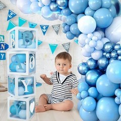 DataMoon Baby Shower Decorations for Boy – Navy Blue Baby Blue Different Size…