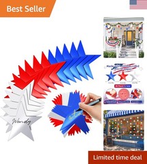 Lightweight 80 Star Cutouts – Red, Blue, Silver for Festive Decor & Crafts