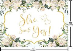 7X5Ft She Said Yes Backdrop Pink Floral Bridal Shower Decorations Bachelorette B
