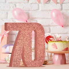 70th Decorations for ,70th Anniversary Decorations,Rose Gold Glitter 70th Par…
