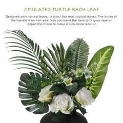 40Pcs Reusable Artificial Monstera and Palm Leaves Green Tropical Decor