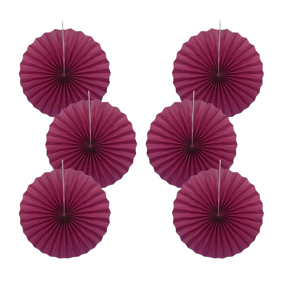 Red Party Decorations Paper Fans Bulk 16in Anniversary Wine Red DIY Set 30 PCS