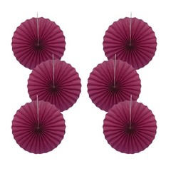 Red Party Decorations Paper Fans Bulk 16in Anniversary Wine Red DIY Set 30 PCS