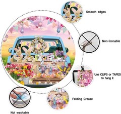 7ft x 5ft Fabric Easter Backdrop – Bunny Car – Photo Prop Party Decoration – New