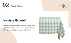 Sage Green Gingham Party Tablecloth Decorations, 3 Pack Green Checkered