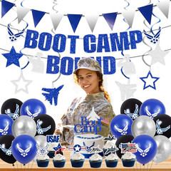 Air Force Party Decorations, Blue Boot Camp Bound Themed Birthday Banner, Farewe