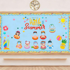 36 Pcs Summer Paper Cutouts Cardboard Cut Outs Swim Ring Cutouts with Photo Spac
