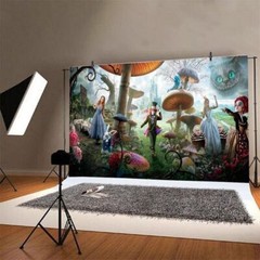 Alice in Wonderland Backdrop Birthday Party Decor Photo Background Banner