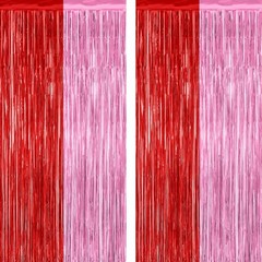 2 Pack Glitter Pink Backdrop 3.28 FT x 7.05 FT Birthday Party Decorations Laser