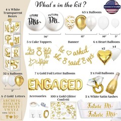 All-In-One Engagement Party Decorations: 248-Piece Gold & White Celebration Set