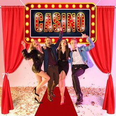4 Pcs Casino Night Party Entryway Banner Decorations Casino Theme Banner Red …