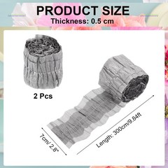 2Pcs Crepe Paper Streamers, 9.84ft Streamer Decoration Paper Silver