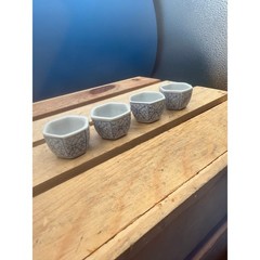 Vintage Blue and White Porcelain Hexagonal Miniature Cups / Planters – Set of 4