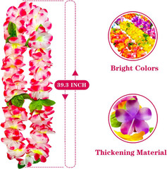 12 Counts Thickened Hawaiian Leis, Perfect Luau Party Supplies for Summer Beach