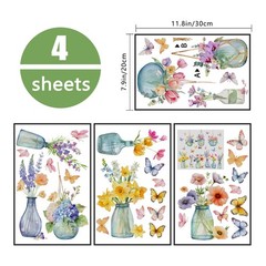 Yovkky Spring Summer Flowers Window Clings 7.9 inches x 11.8 inches,