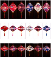 Retro Chinese Hanging Lanterns Peony Floral Cloth Lantern Party Festival Decor